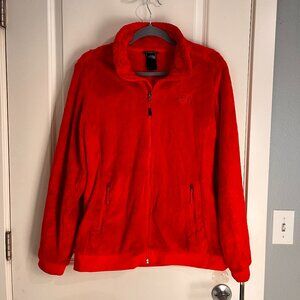 Red Ultra Soft North Face Zip-up Jacket